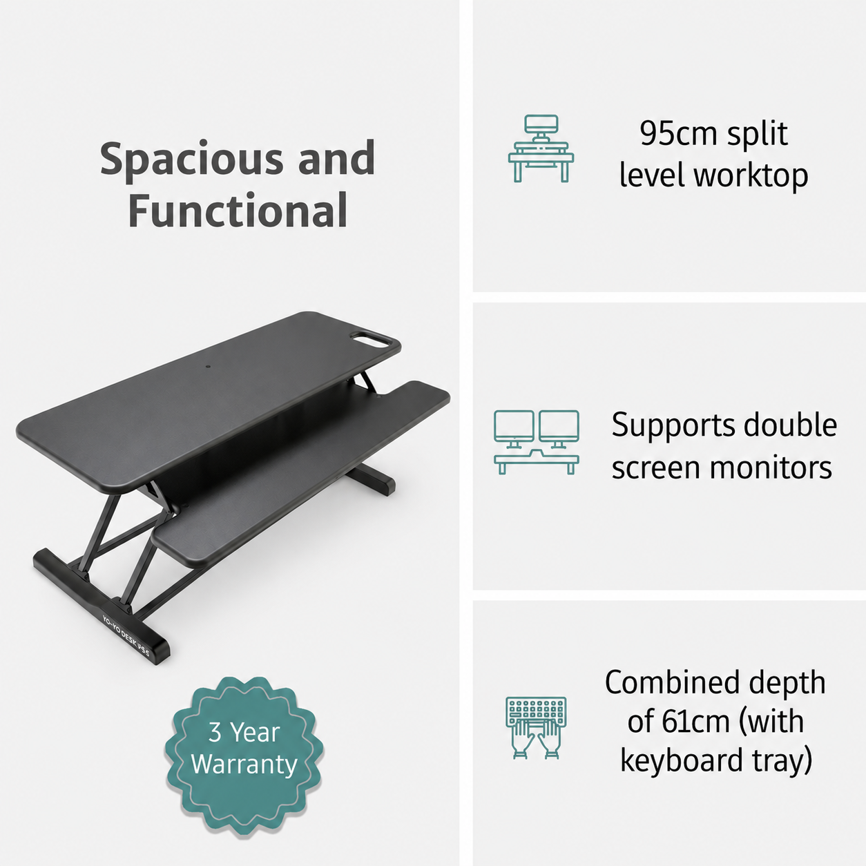 Yo-Yo DESK 95-S Dual Monitor Standing Desk Converter