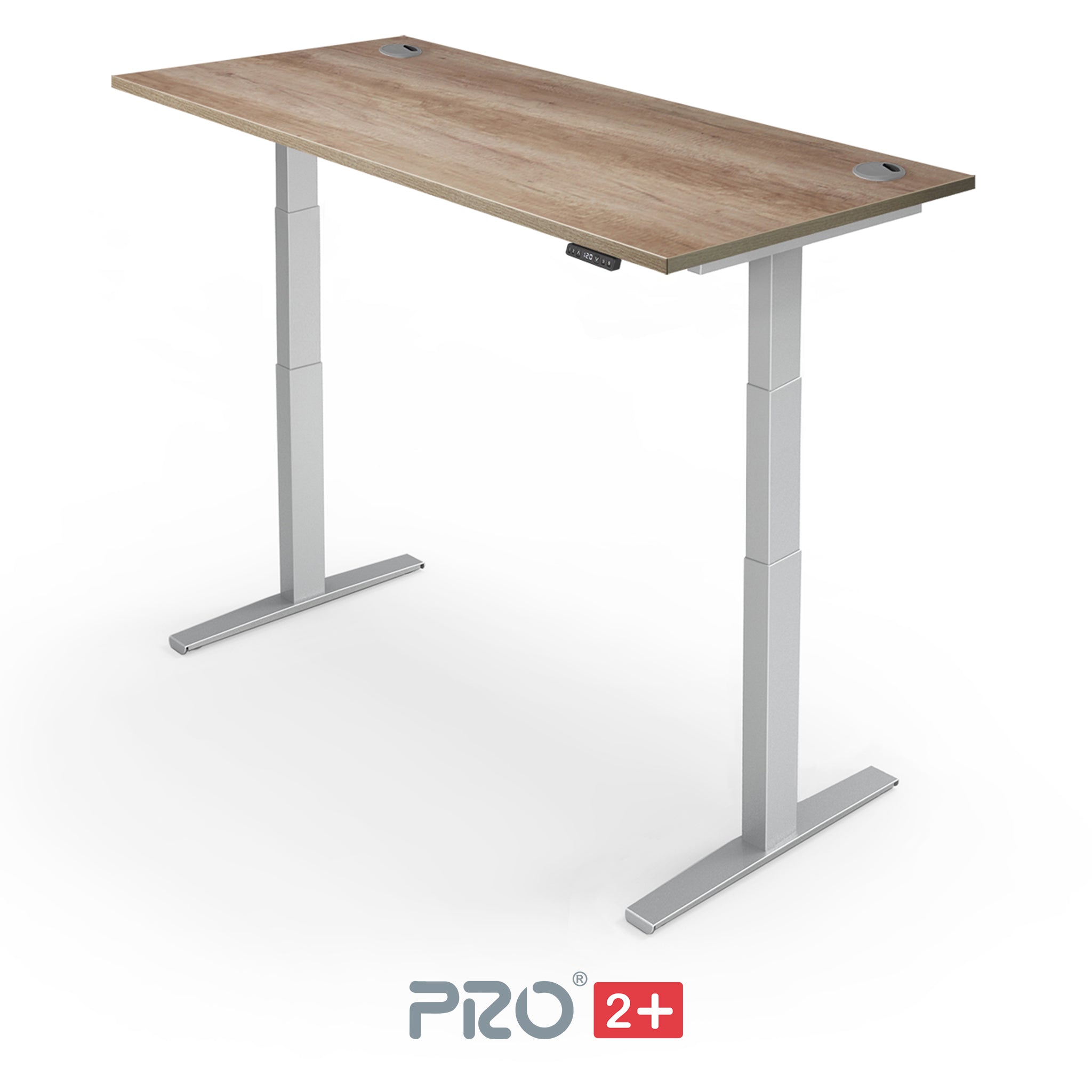 nebrask oak height adjustable desk with silver frame